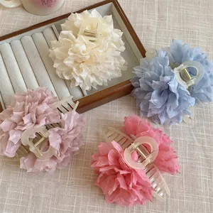 Elegant floral fabric claw clips in multiple colors for thin hair styling