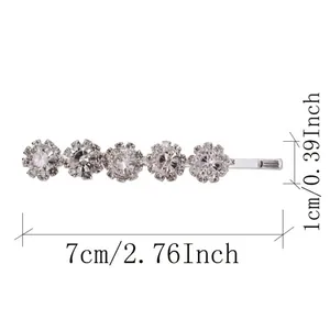 Funkelnde Strass-Blumen-Haarspange mit silberner Metallbasis, Länge 7cm für Damen