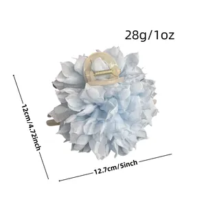 Light blue flower hair claw clip with measurements 12cm for half-up hairstyles