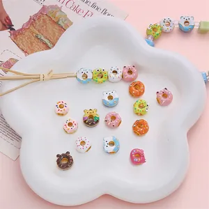 Perles en émail coloré avec beignets et animaux pour la création de bijoux DIY
