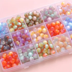 8mm colorful gradient resin beads kit in storage box for DIY jewelry making and bracelets