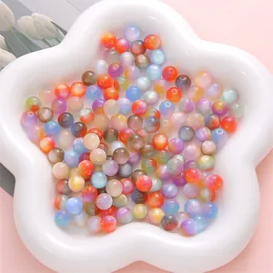 8mm colorful gradient resin cat eye beads for DIY handmade jewelry making bracelets