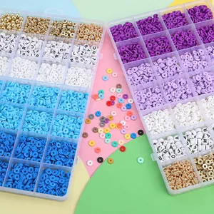 DIY Buntes Polymer-Ton Perlen-Set mit Buchstabenperlen und goldenen Abstandsperlen