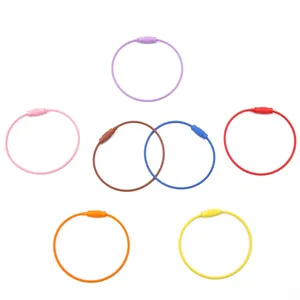 Colorful stainless steel wire keychains with secure screw lock for DIY projects and luggage tags