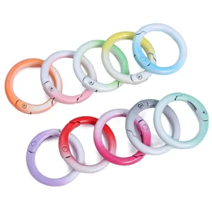 Colorful gradient alloy round spring O-rings for DIY keychains and bag accessories