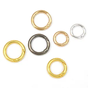 Alloy spring rings in multiple sizes and colors for DIY handbag and keychain accessories