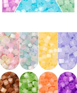 Macro shot of colorful cylindrical glass beads for DIY jewelry and necklace crafting