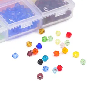 Farbenfrohe 4mm Bicone-Kristallperlen Set mit transparenter Aufbewahrungsbox für DIY Schmuck