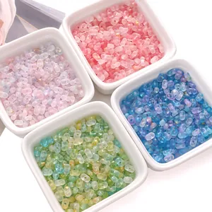 4x6mm colorful acrylic peanut beads with gold foil for DIY jewelry making sets