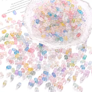Macaron color 4x6mm acrylic peanut beads with gold foil for DIY jewelry making