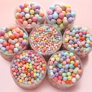 Set de cuentas redondas de acrílico mate macarrón para joyas DIY en tarros
