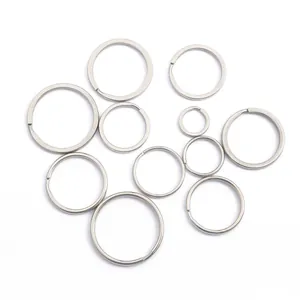 Flat stainless steel split key rings in various sizes for DIY keychain making