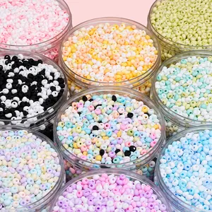 Colorful 4mm mineral glass seed bead set for DIY jewelry making in matte macaron tones
