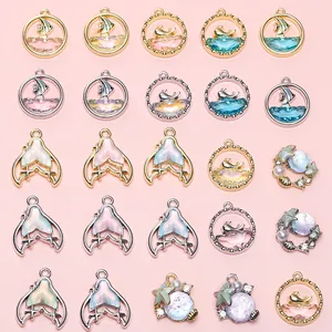 Legering Glas Oceaan Hanger Bedels Zeester Walvis Meermin Staart Schelp Voor DIY Sieraden Maken Armband Ketting Accessoires