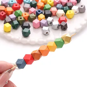 10mm colorful octagonal wooden beads for DIY handmade jewelry crafts and necklaces