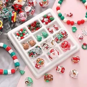 Christmas Theme Handmade Lampwork Glass Beads Alloy Enamel Charms Santa Claus Christmas Tree Snowman Patterns For Jewelry Making DIY Crafts Accessories