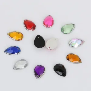 Strass in acrilico multicolore a goccia da cucire con superficie sfaccettata per fai da te