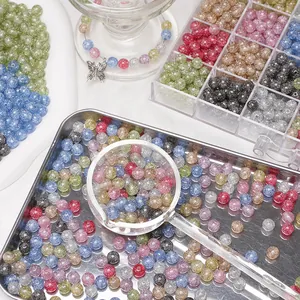DIY 8-10mm resin glitter round beads in various colors for jewelry and bracelet making