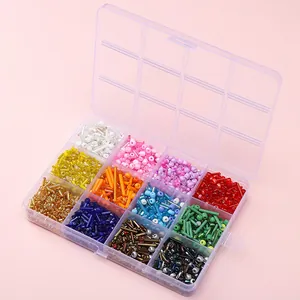 12-grid organizer box with colorful glass seed and bugle beads for DIY jewelry making