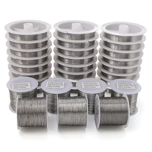 Macro view of assorted stainless steel bead wires in various diameters for DIY jewelry
