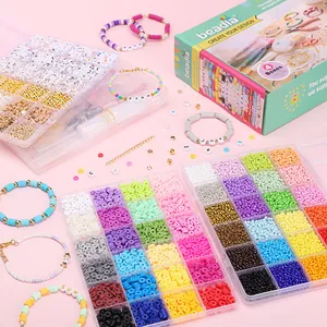 DIY-kralenset met 24-vaks opbergdoos, kleurrijke kleikralen en bedeltjes voor armbanden