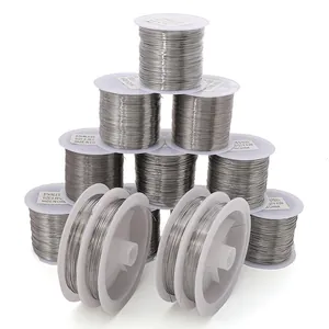 Close-up of stainless steel bead wire spools for DIY jewelry making and crafting