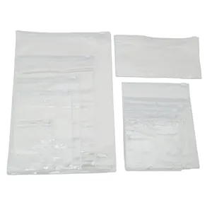 Various sizes of clear PVC seal bags with white zipper slides for jewelry and storage