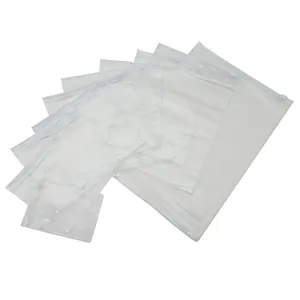 Clear PVC slider storage bags in multiple sizes with white zip lock closure set