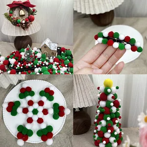 Christmas DIY set with red green and white polyester pom-poms for festive holiday decor