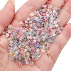 Perles d'abaque en verre irisé de 4mm en couleurs mixtes pour bijoux DIY et bracelets