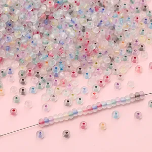 Perles en verre translucides de 4mm avec cœurs colorés pour la création de bijoux DIY