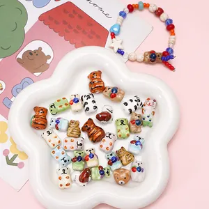Hand-painted ceramic animal beads and DIY handmade bracelets for jewelry making accessories