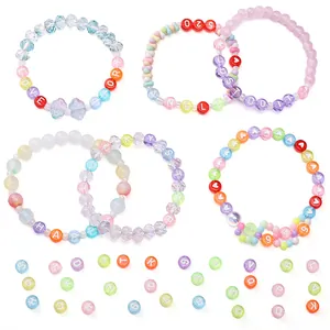 Colorful acrylic alphabet beads and DIY handmade bracelets with letters for jewelry making
