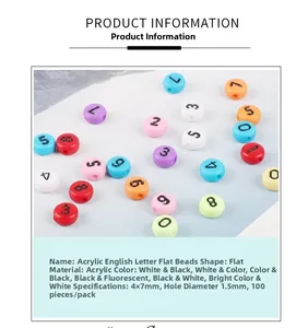 Makroansicht bunter 4x7mm Acryl-Buchstabenperlen mit 1,5mm Loch für DIY-Schmuck