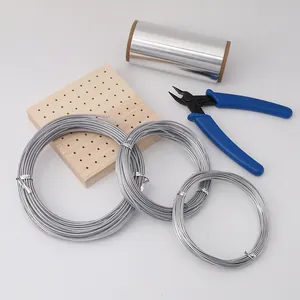 Silver flexible aluminum wire set for DIY jewelry making with cutting pliers and tools
