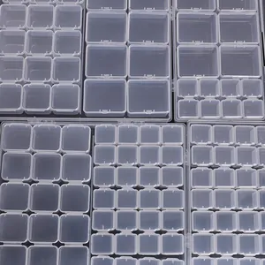 Transparent plastic storage box with multiple compartments for jewelry and nail art diy