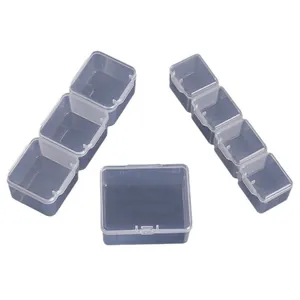 Portable rectangular clear plastic organizer box with multiple compartments for DIY jewelry