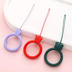 Bracelets de doigt en silicone coloré pour téléphones avec breloques couronne et ours