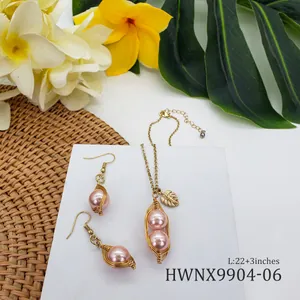 Parure collier et boucles d'oreilles en perles colorées de style tropical chic