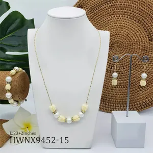 Parure de bijoux jasmin perle blanche avec collier bracelet et boucles d'oreilles