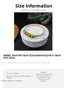 Tabella taglie per bracciale in rame 6mm con perle e misure dettagliate