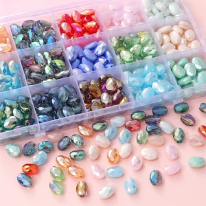 Faceted oval crystal beads in assorted colors for DIY jewelry making and necklaces