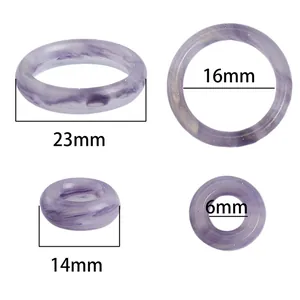 Purple marble acrylic resin rings for DIY jewelry with dimension measurement