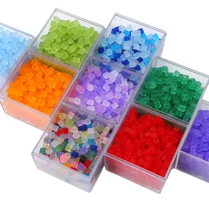 Frosted 5mm glass cube beads in assorted vibrant colors for DIY jewelry and necklaces