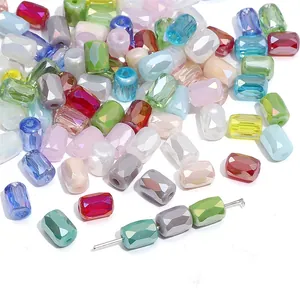 Facettierte rechteckige 6x8mm Glasperlen in verschiedenen Farben für DIY Schmuck