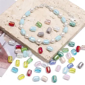 6x8mm facettierte Glasperlen und handgefertigtes Armband mit Herzanhänger-Charme