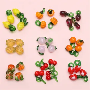 Sortierte Obst- und Gemüseperlen aus Lampwork-Glas für DIY-Schmuck und Bastelarbeiten