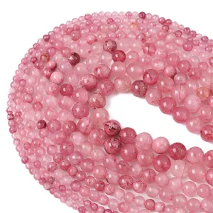 Perline in giada persiana sintetica rosa in varie dimensioni per la creazione di gioielli