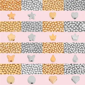 Electroplated CCB Plastic Loose Beads Star Heart Flower Crown Butterfly Water Drop Spacer Beads For DIY Jewelry Making