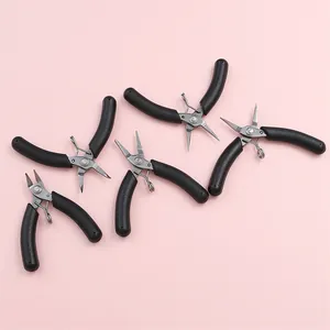 5-piece mini stainless steel jewelry pliers set with black non-slip handles for DIY crafts